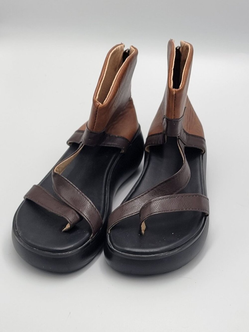 Two Tone Brown and Tan Gladiator Style Sandals